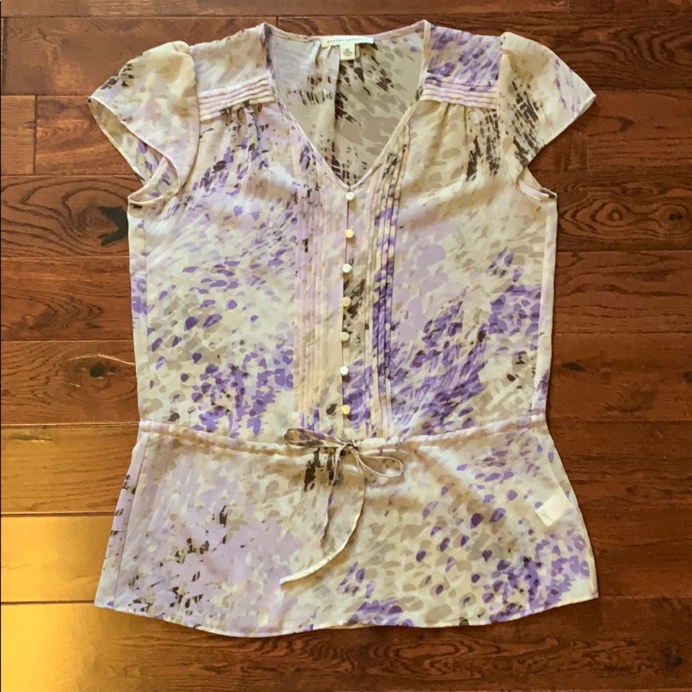 Banana Republic Watercolor Pleated Blouse (XS)